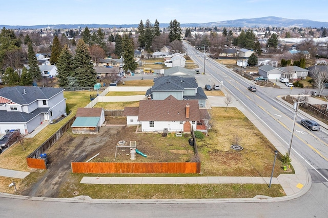 aerial view featuring a residential view and a mountain view