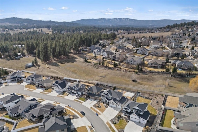 bird's eye view with a residential view and a mountain view