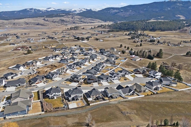 aerial view featuring a residential view and a mountain view