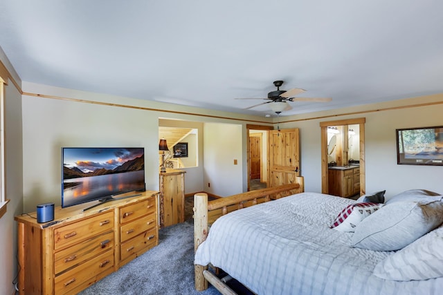 bedroom featuring carpet and a ceiling fan