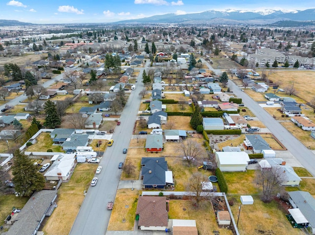 aerial view with a residential view and a mountain view