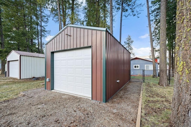 detached garage with fence