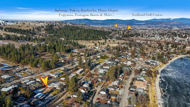 bird's eye view with a residential view and a mountain view