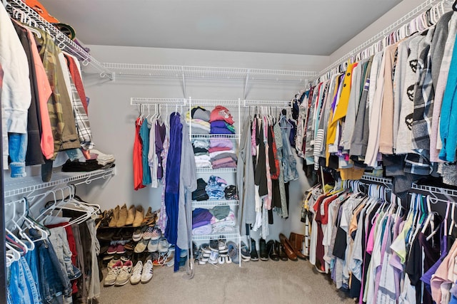 spacious closet with carpet flooring