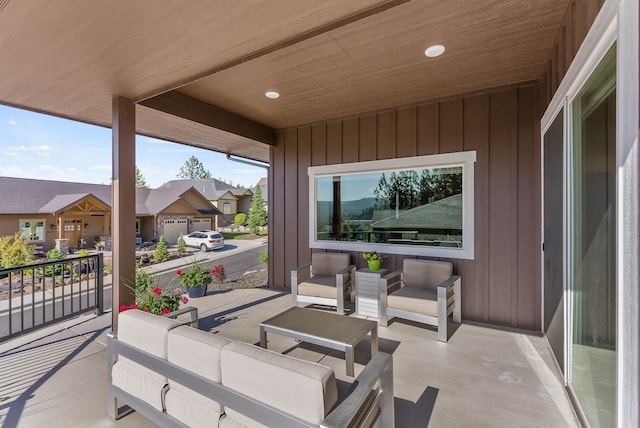 view of patio featuring a residential view