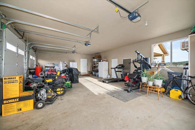 garage with a garage door opener