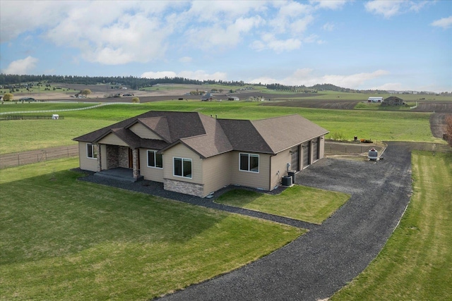 aerial view with a rural view