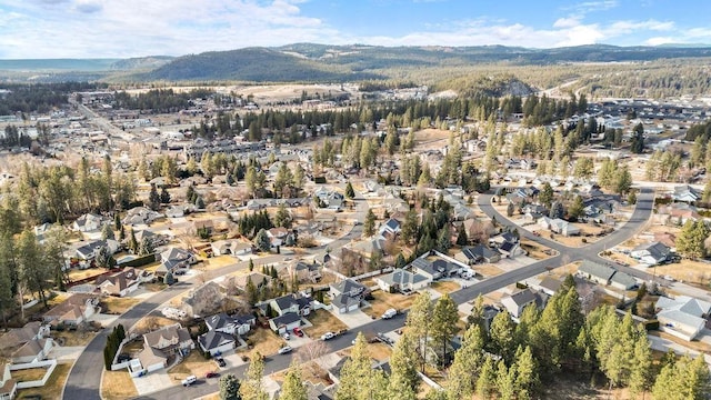 birds eye view of property featuring a residential view and a mountain view