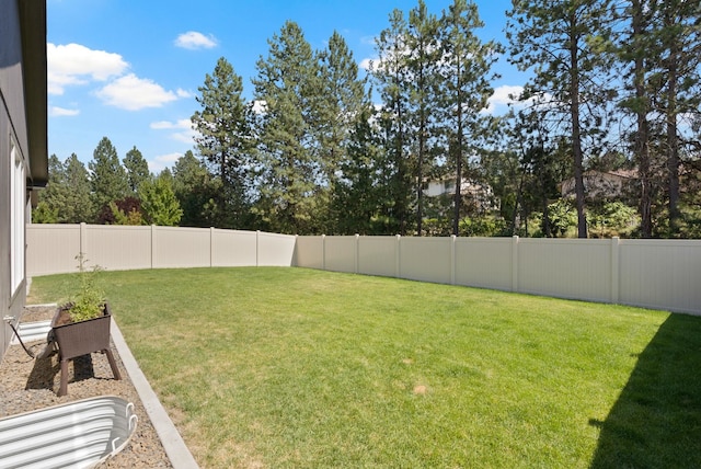 view of yard featuring a fenced backyard