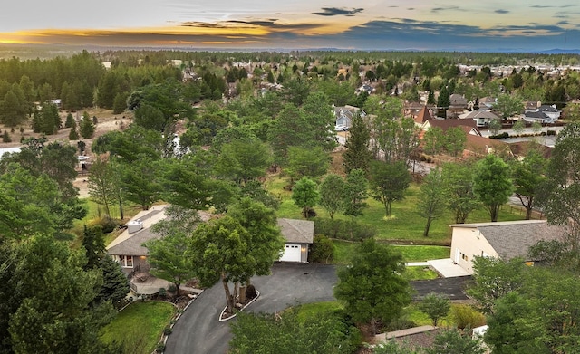 view of aerial view at dusk