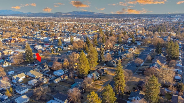 aerial view with a residential view and a mountain view