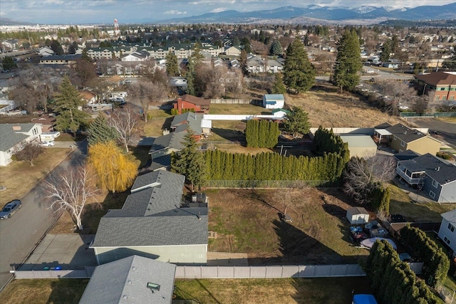 aerial view featuring a residential view and a mountain view