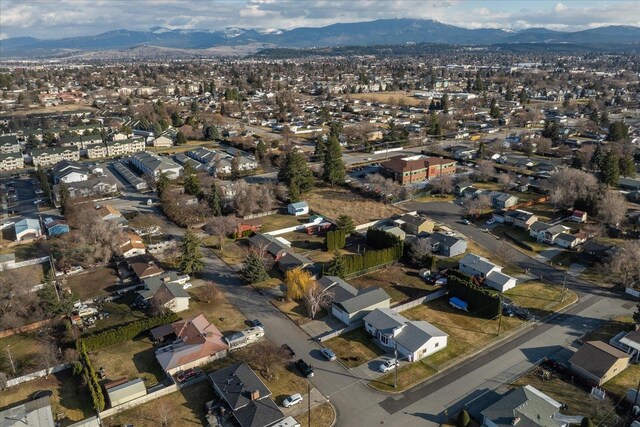 aerial view with a residential view and a mountain view