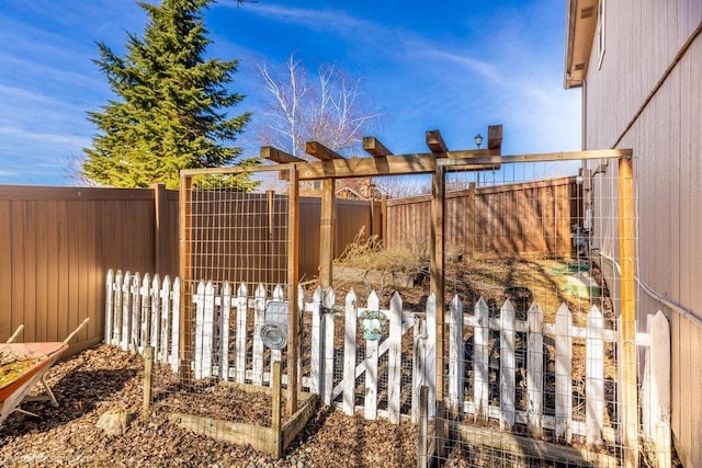 view of gate featuring a fenced backyard