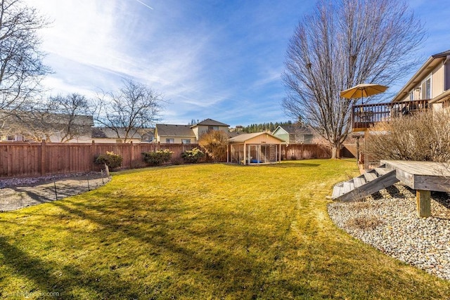 view of yard with a fenced backyard