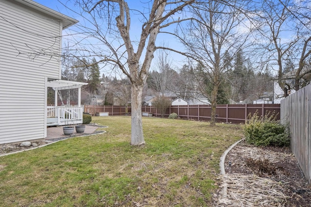 view of yard with a fenced backyard