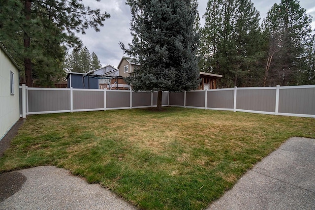 view of yard featuring a fenced backyard