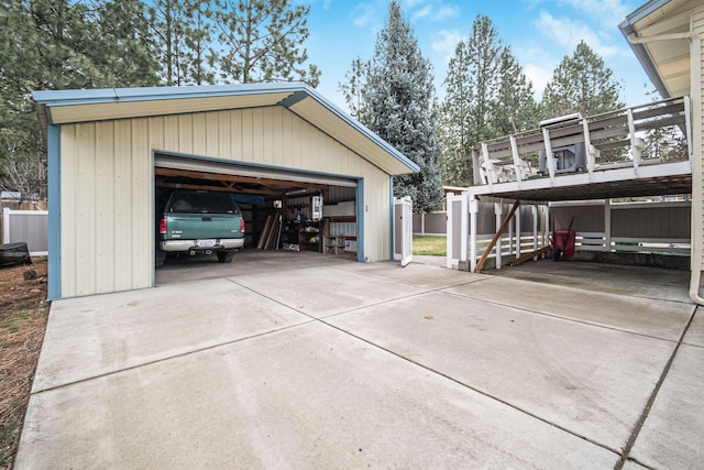 view of detached garage