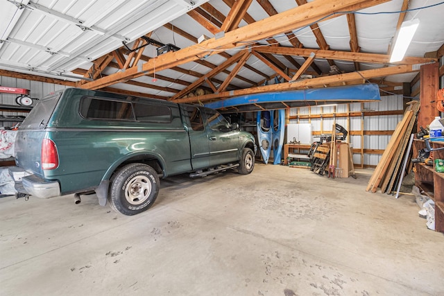 garage featuring metal wall