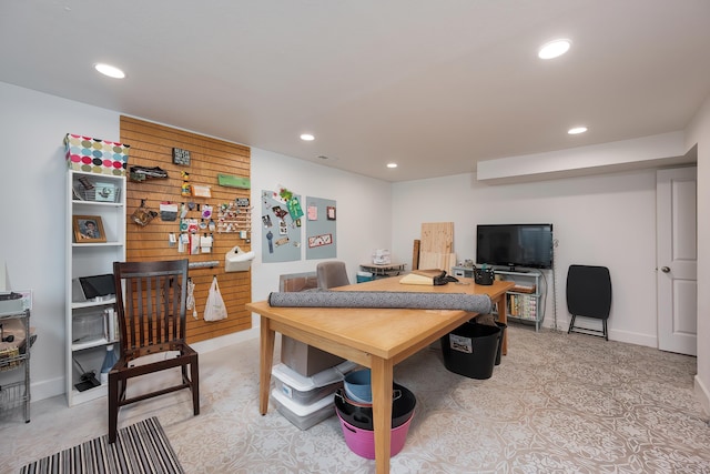 rec room with baseboards, visible vents, and recessed lighting