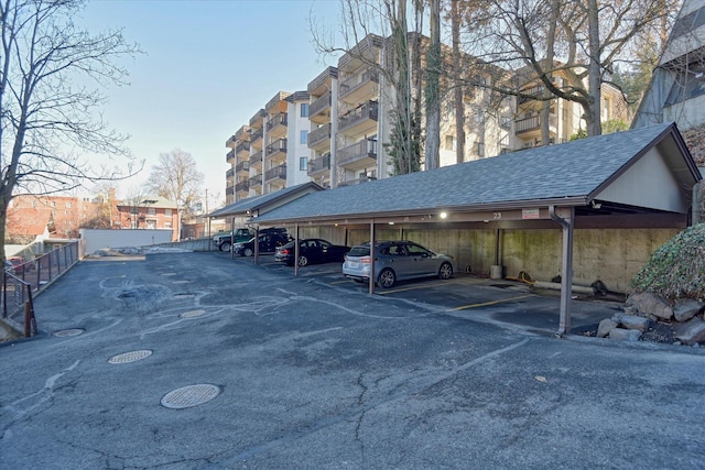 view of covered parking lot