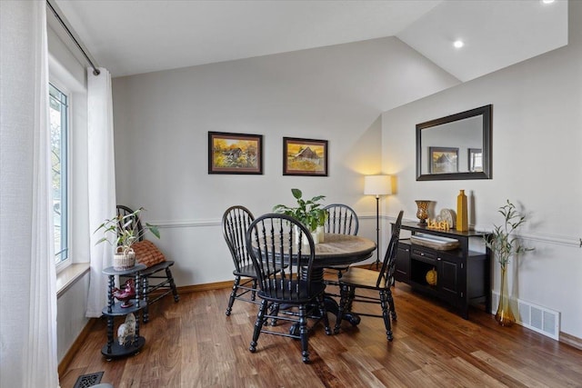 5507 N Colton Ln, Spokane, WA 99212 - dining room featuring wood finished floors and vaulted ceiling