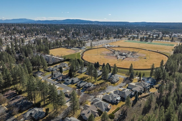 drone / aerial view with a mountain view