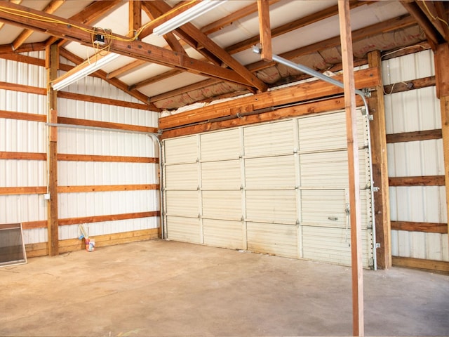 garage with metal wall