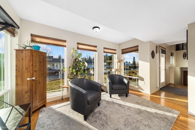 living area featuring wood finished floors