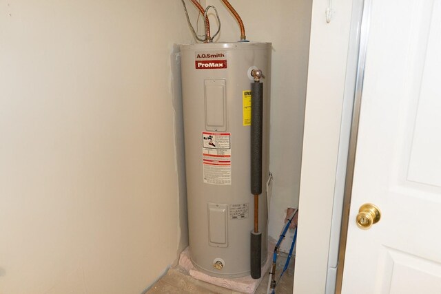 utility room with water heater