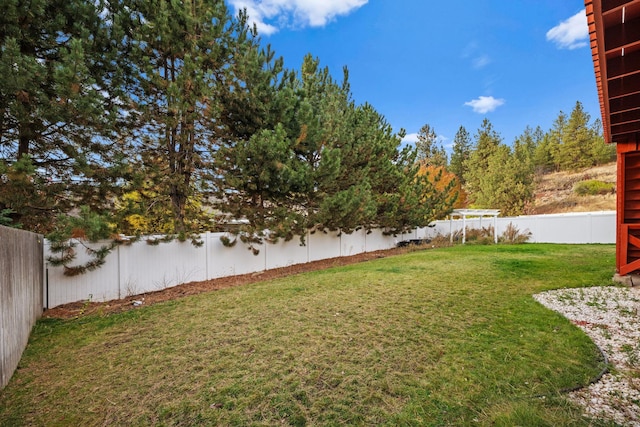 view of yard featuring a fenced backyard