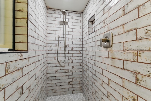 exterior space with a tile shower