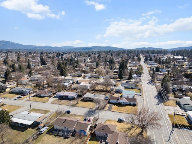 bird's eye view with a residential view and a mountain view