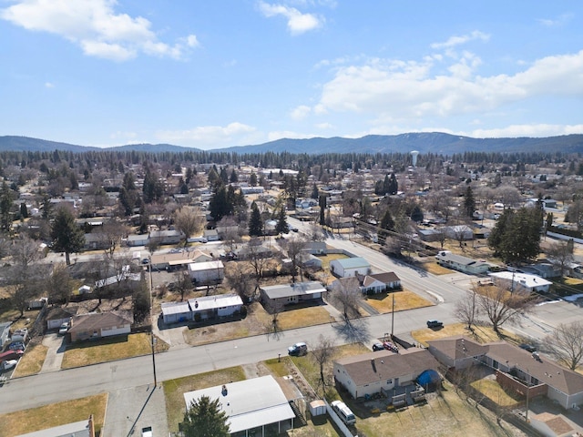 bird's eye view with a mountain view