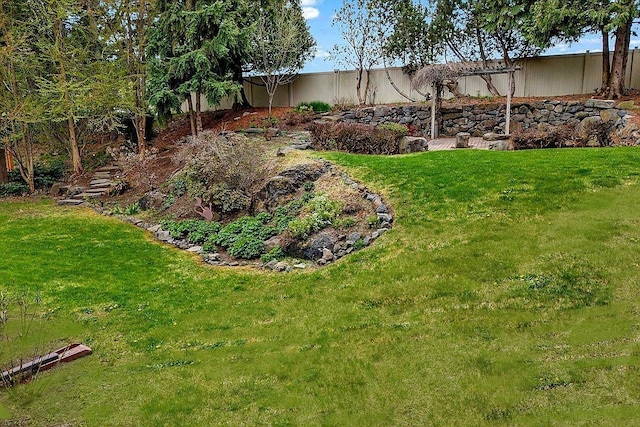 view of yard with fence