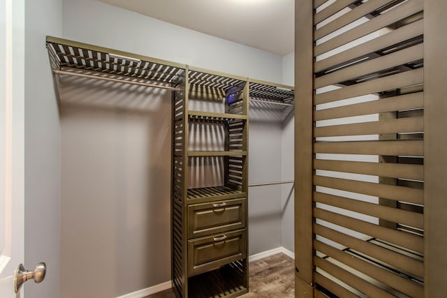 spacious closet with wood finished floors