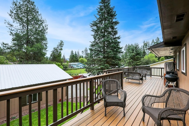 wooden terrace with visible vents