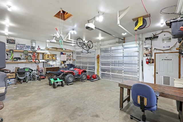 garage with a garage door opener