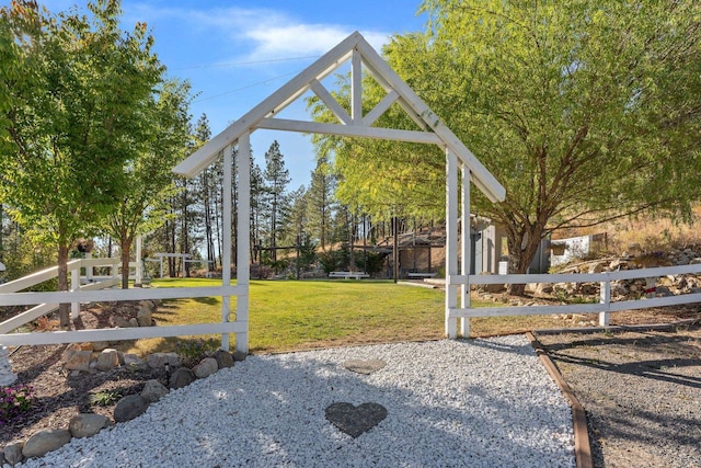 view of yard featuring fence