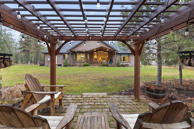 view of patio featuring a pergola