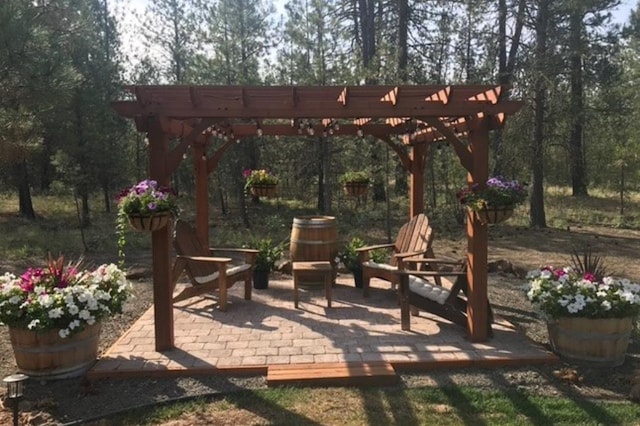 view of patio / terrace featuring a pergola