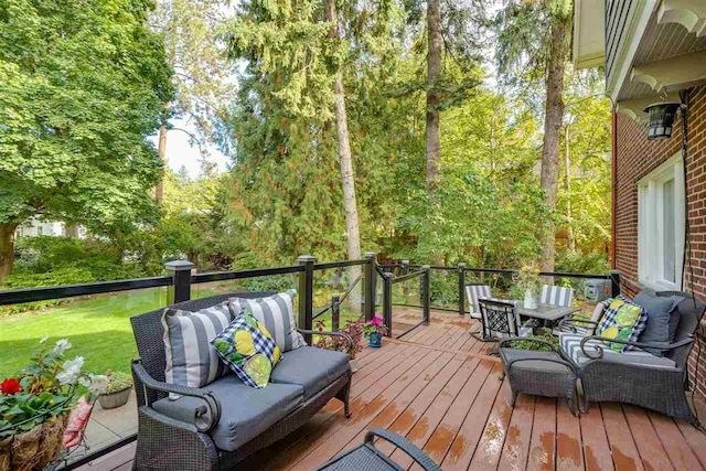 deck with an outdoor living space