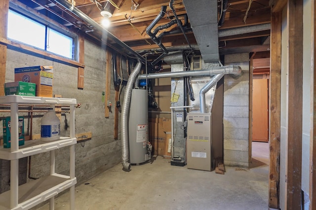 utility room featuring gas water heater