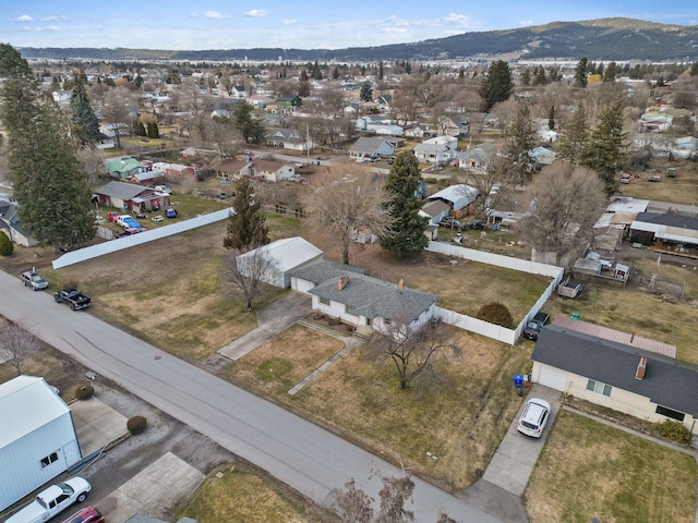 aerial view featuring a residential view and a mountain view