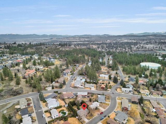 aerial view featuring a mountain view