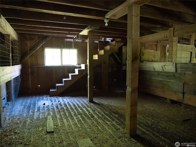 below grade area with stairs