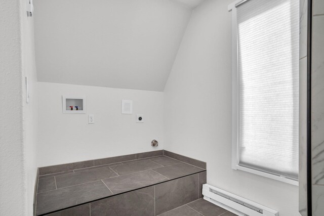 2523 N Nevada St, Spokane, WA 99207 - laundry area featuring laundry area, a baseboard radiator, washer hookup, and hookup for an electric dryer
