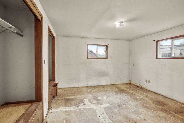 basement featuring plenty of natural light