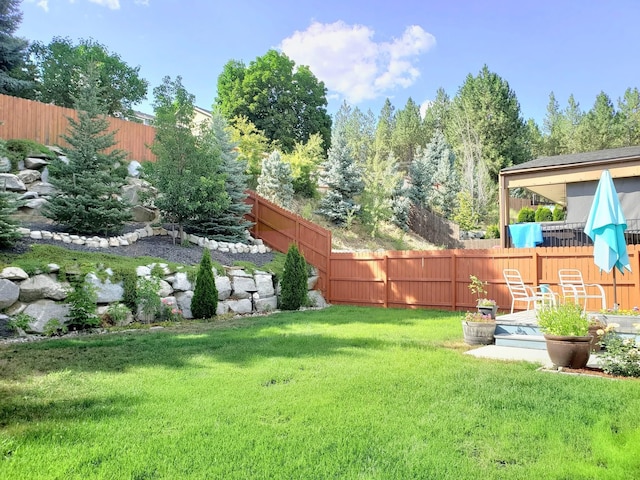 view of yard with fence