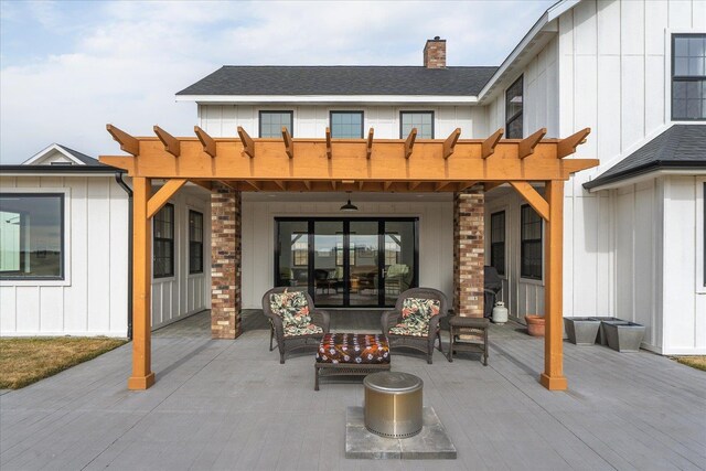 view of patio with a balcony and an outdoor hangout area